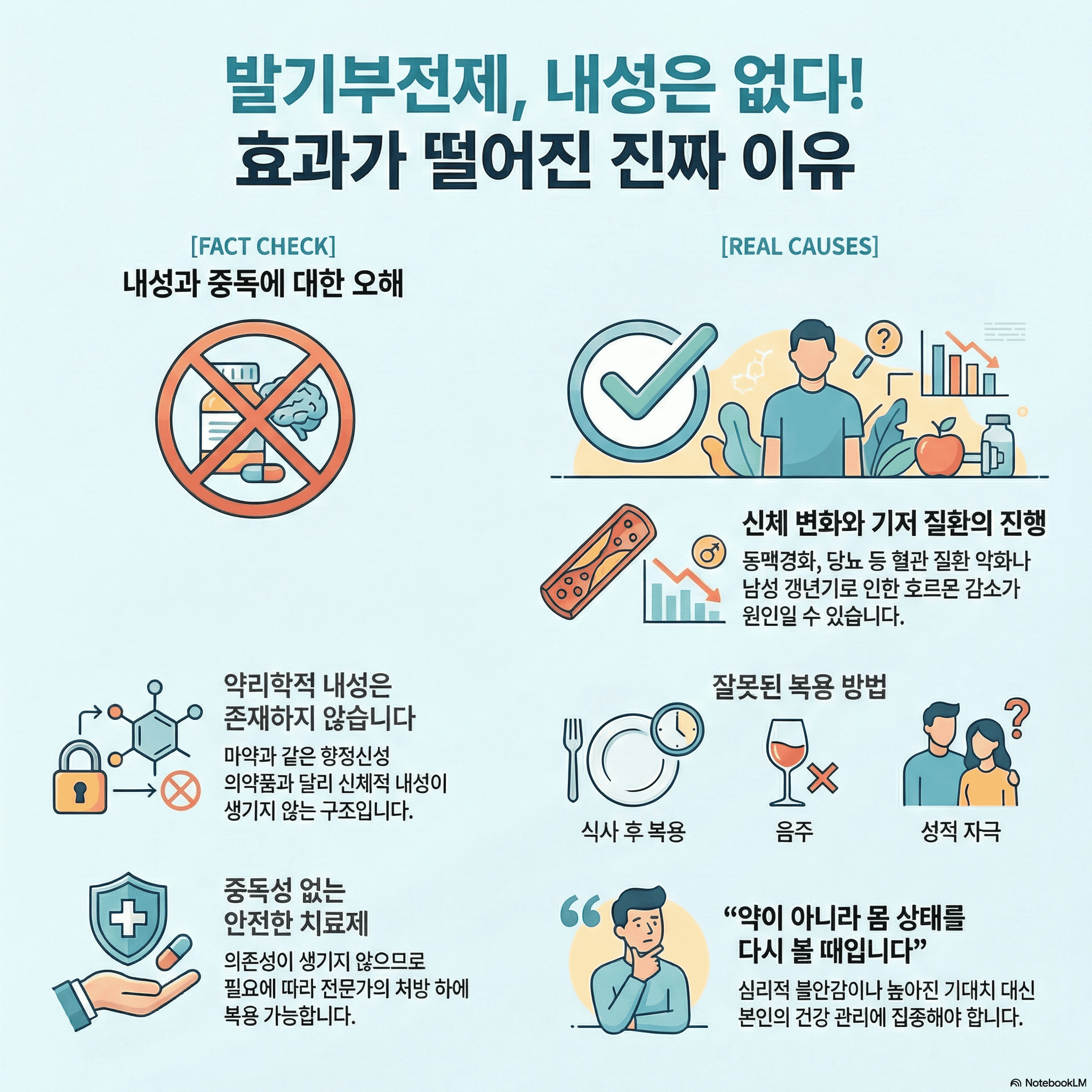 내성 원인과 치료 방법 설명하는 의료 이미지.