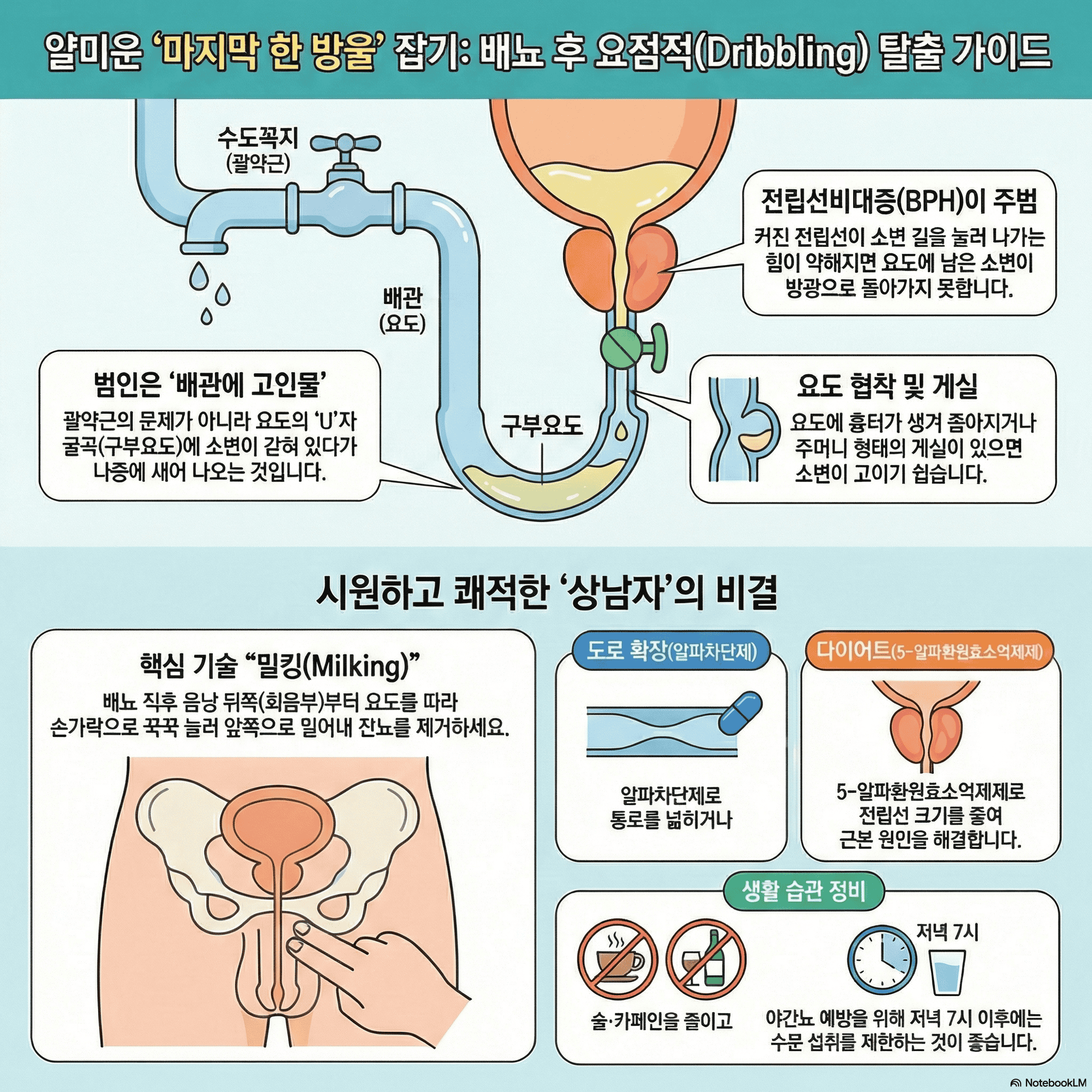 배뇨 후 소변이 새는 원인과 해결책.